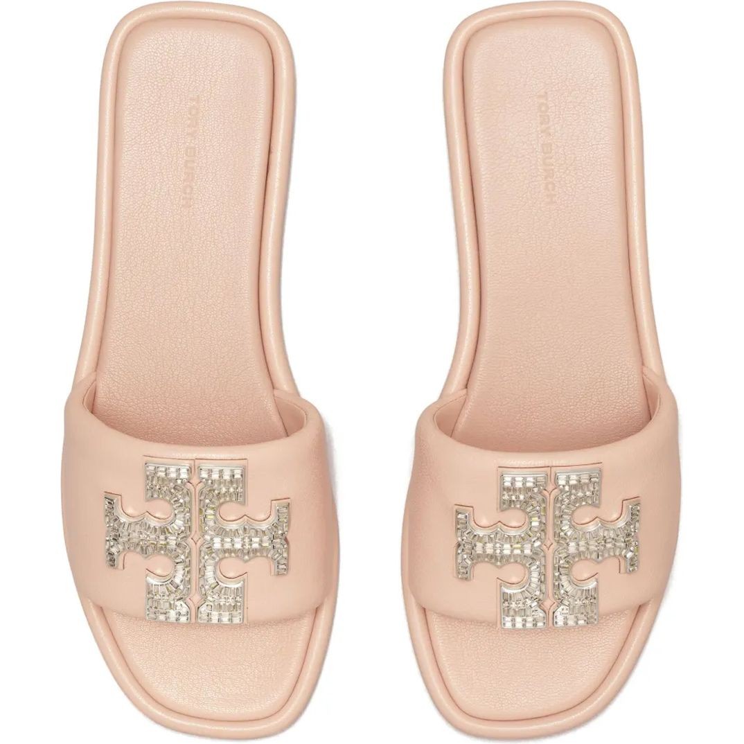 TORY BURCH Guminės šlepetės moterims, Rožinė, Double t deco sport slide 3