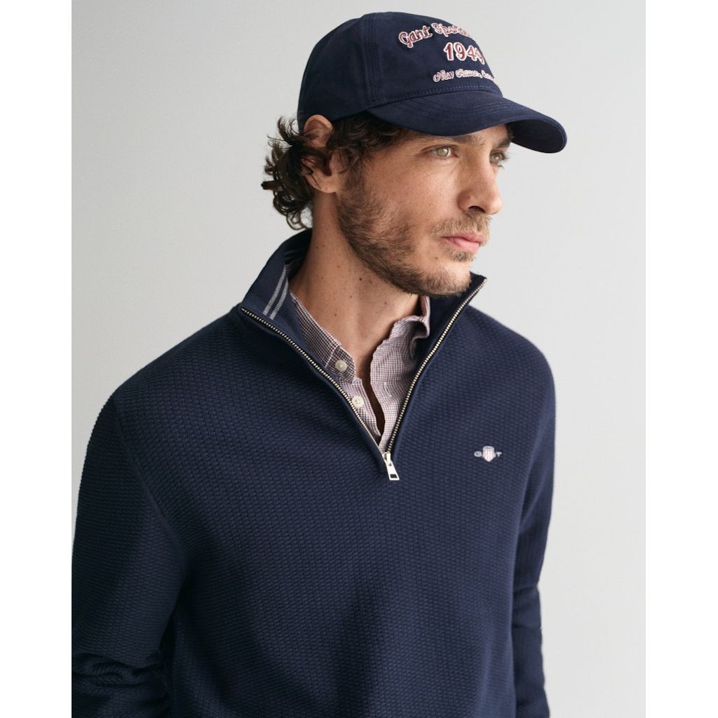 GANT Megztinis vyrams, Mėlyna, Cotton micro textured sweater 4