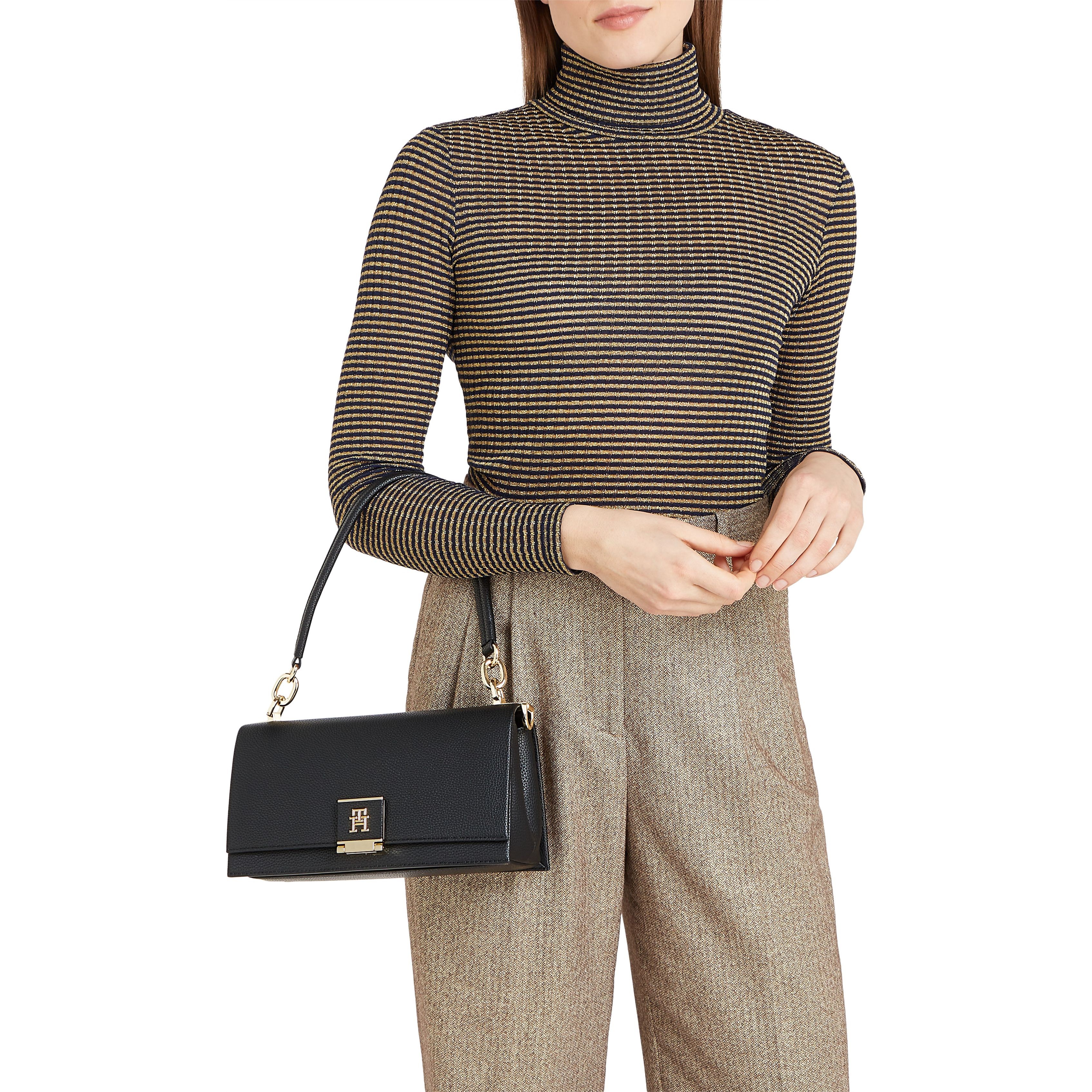 TOMMY HILFIGER Rankinė per petį moterims, Juoda, Her med crossover 4