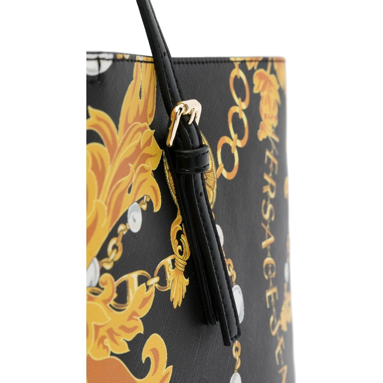 VERSACE JEANS CUTURE Pirkinių krepšys moterims, BLACK/GOLD, Rock cut  shopping bag 3