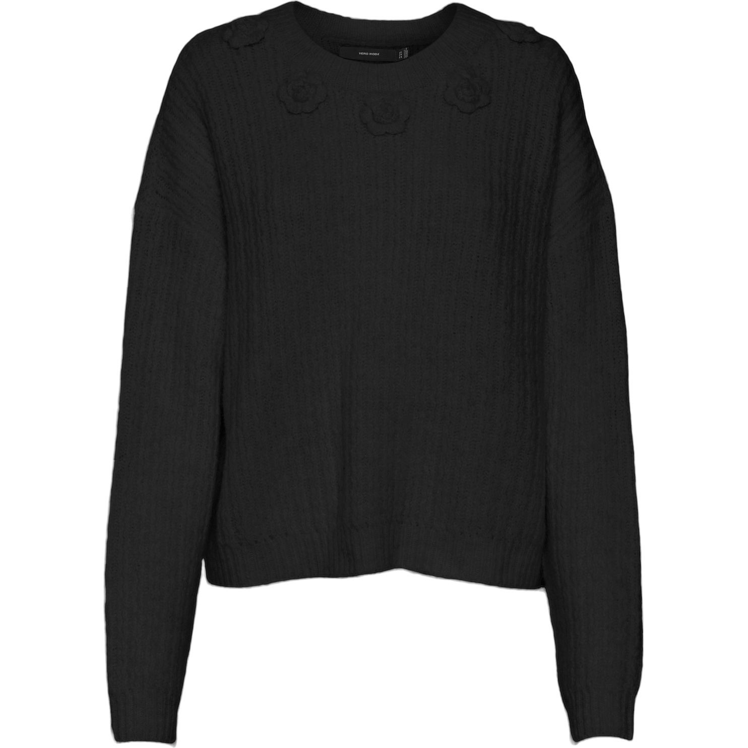 VERO MODA Megztinis moterims, Juoda, Aletta o-neck pullover 1