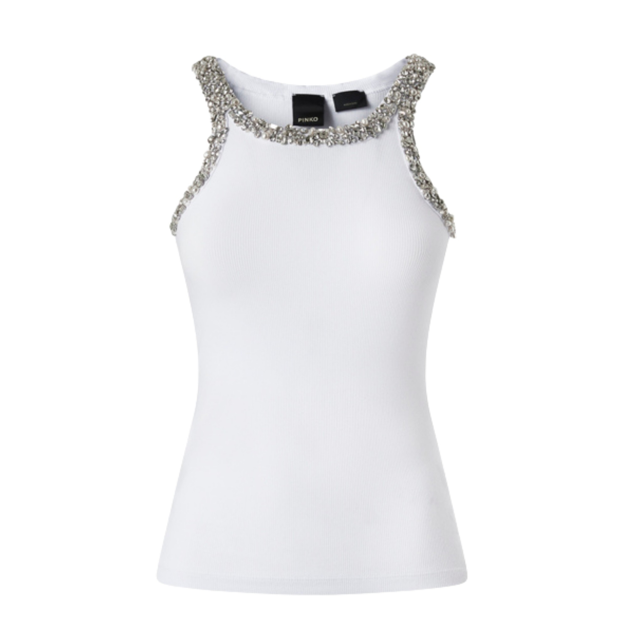 PINKO Marškiniai be rankovių moterims, Balta, Coriandoli top tank 1