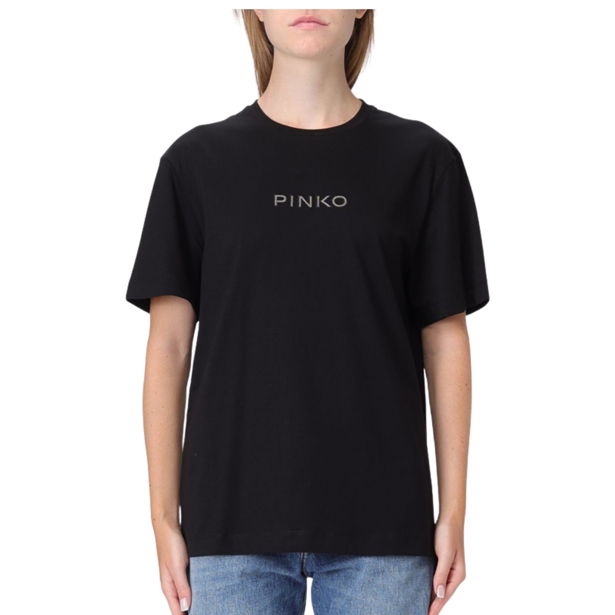 PINKO Marškinėliai trump. rankovėmis moterims, Juoda, Strepitoso t-shirt jersey 1