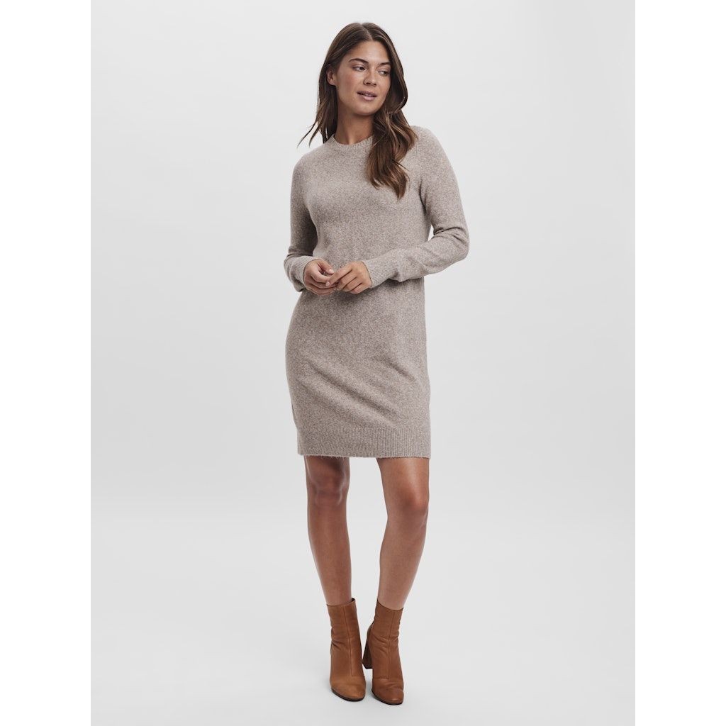 VERO MODA Megzta suknelė moterims, Smėlio, Doffy o-neck dress 5