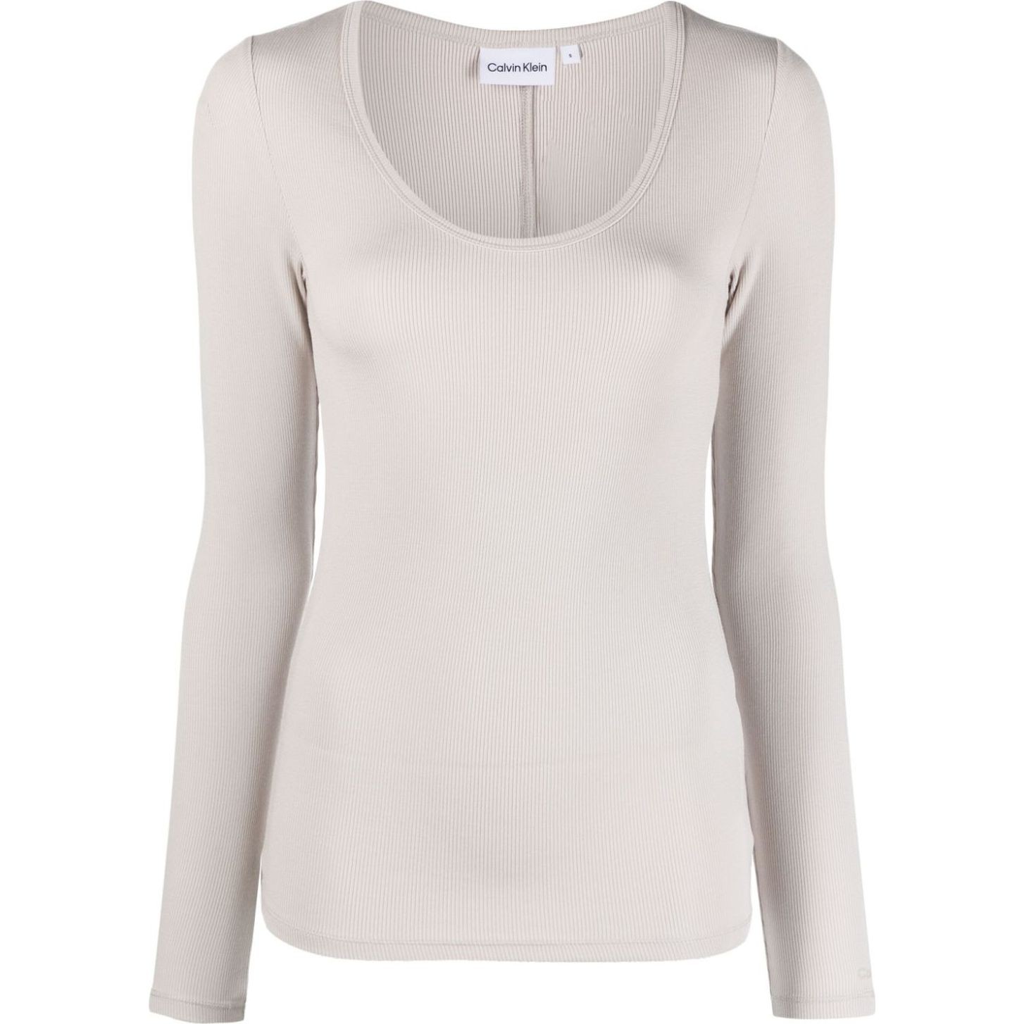 CALVIN KLEIN Palaidinės moterims, Pilka, Modal rib scoop neck ls top 1