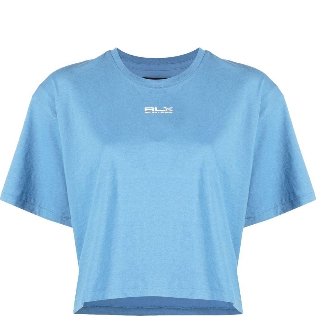 RALPH LAUREN RLX Marškinėliai trump. rankovėmis moterims, Mėlyna, Short sleeve cropped t-shirt
