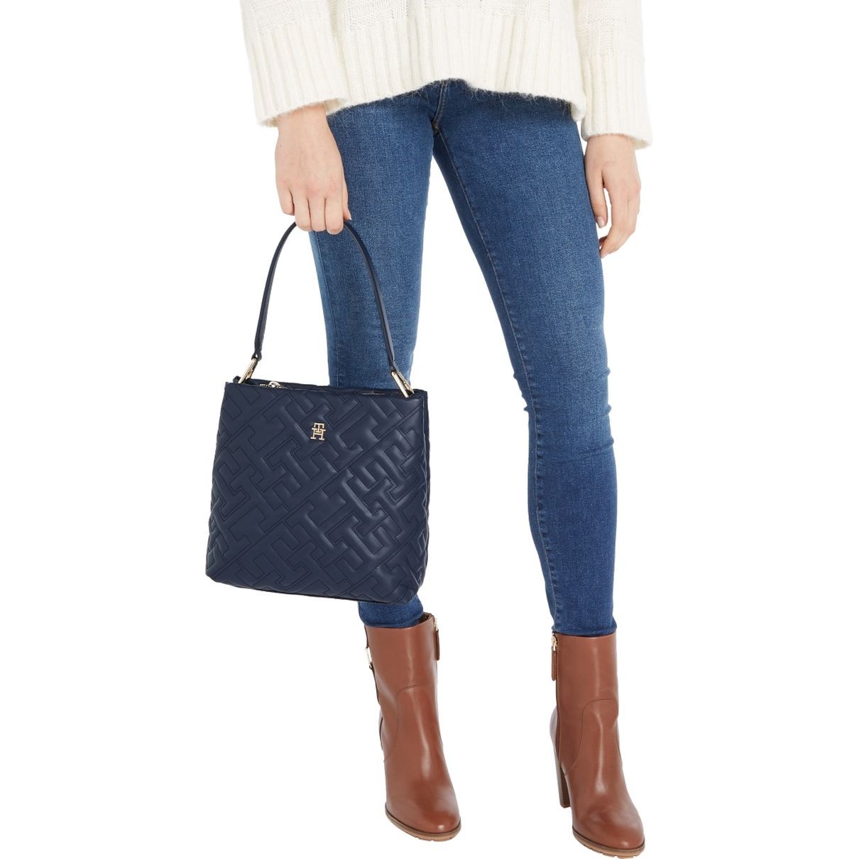 TOMMY HILFIGER Rankinė per petį moterims, Mėlyna, Soft bucket mono 6