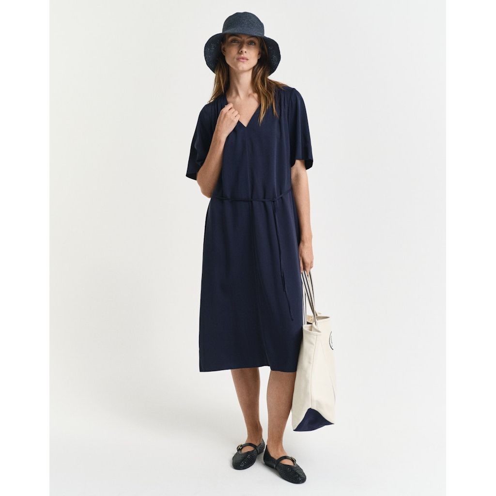 GANT Midi suknelė moterims, Mėlyna, Rel SS dress 2