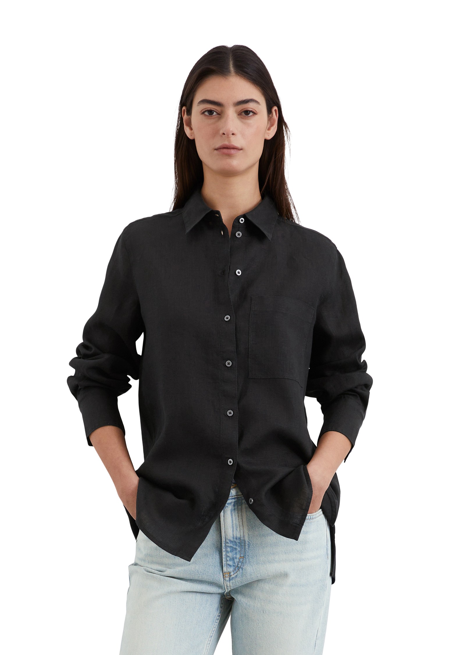 MARC O'POLO Marškiniai ilgomis rankovėmis moterims, Juoda, Shirts lon 503113542427 2