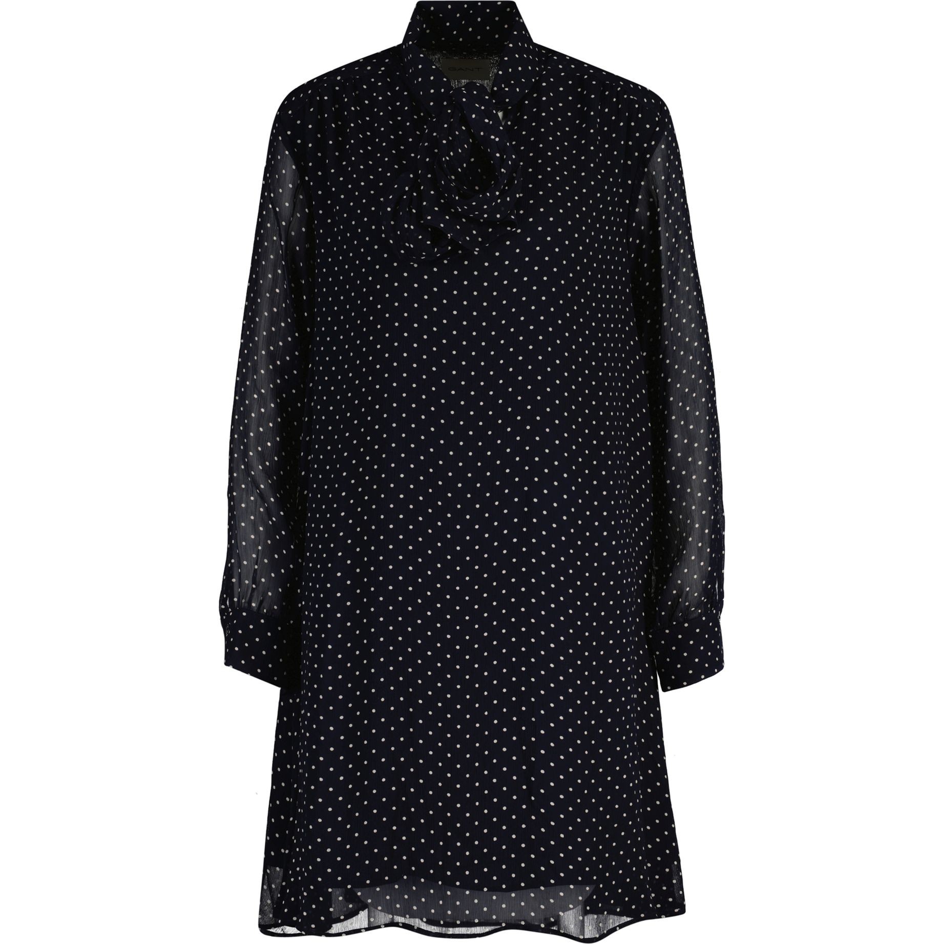 GANT Midi suknelė moterims, Mėlyna, Reg dot print bow dress 1