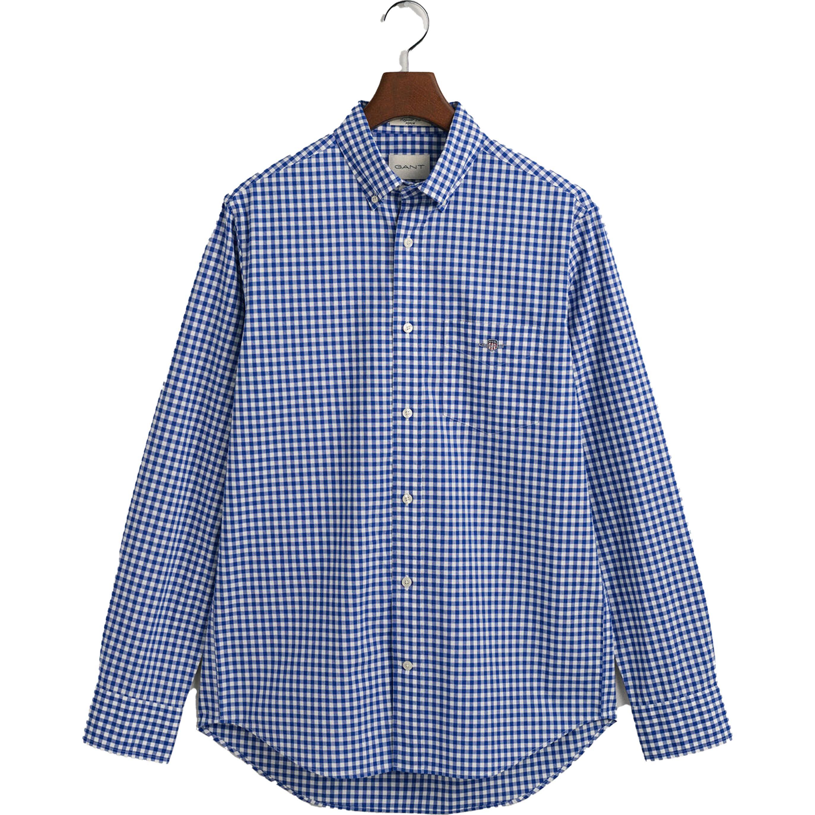 GANT Marškiniai vyrams, Mėlyna, REG POPLIN GINGHAM SHIRT 1