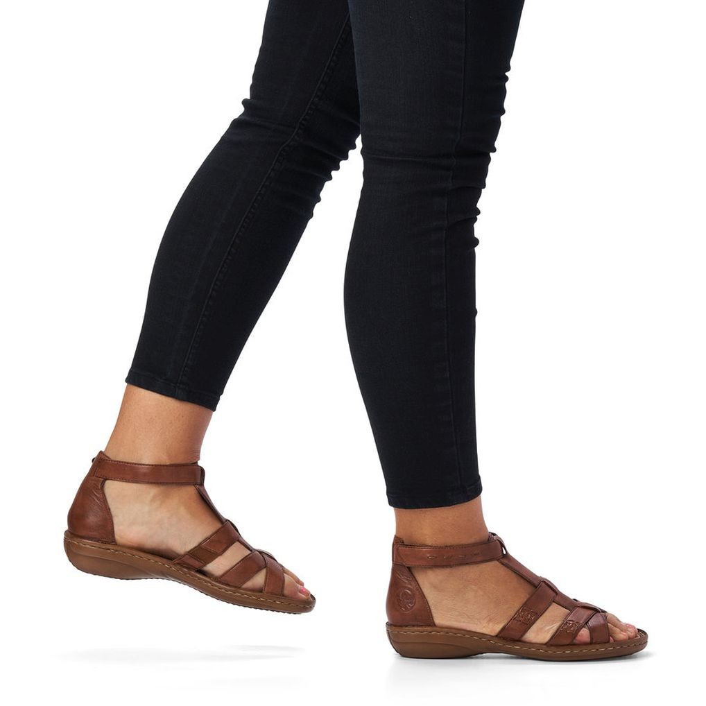 RIEKER Basutės moterims, Ruda, SANDALS 2