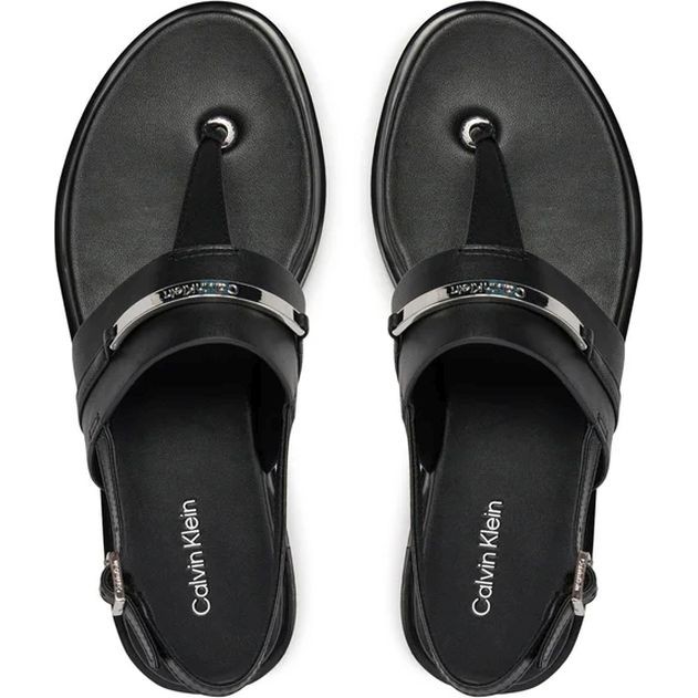 CALVIN KLEIN Basutės moterims, Juoda, Flat sandal metal bar 4