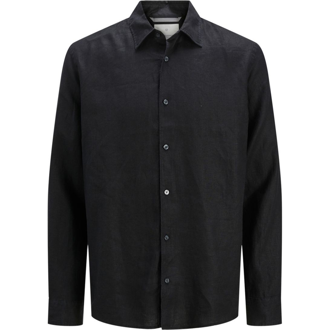 JACK & JONES Marškiniai ilgomis rankovėmis vyrams, Juoda, Lawrence linen shirt 1