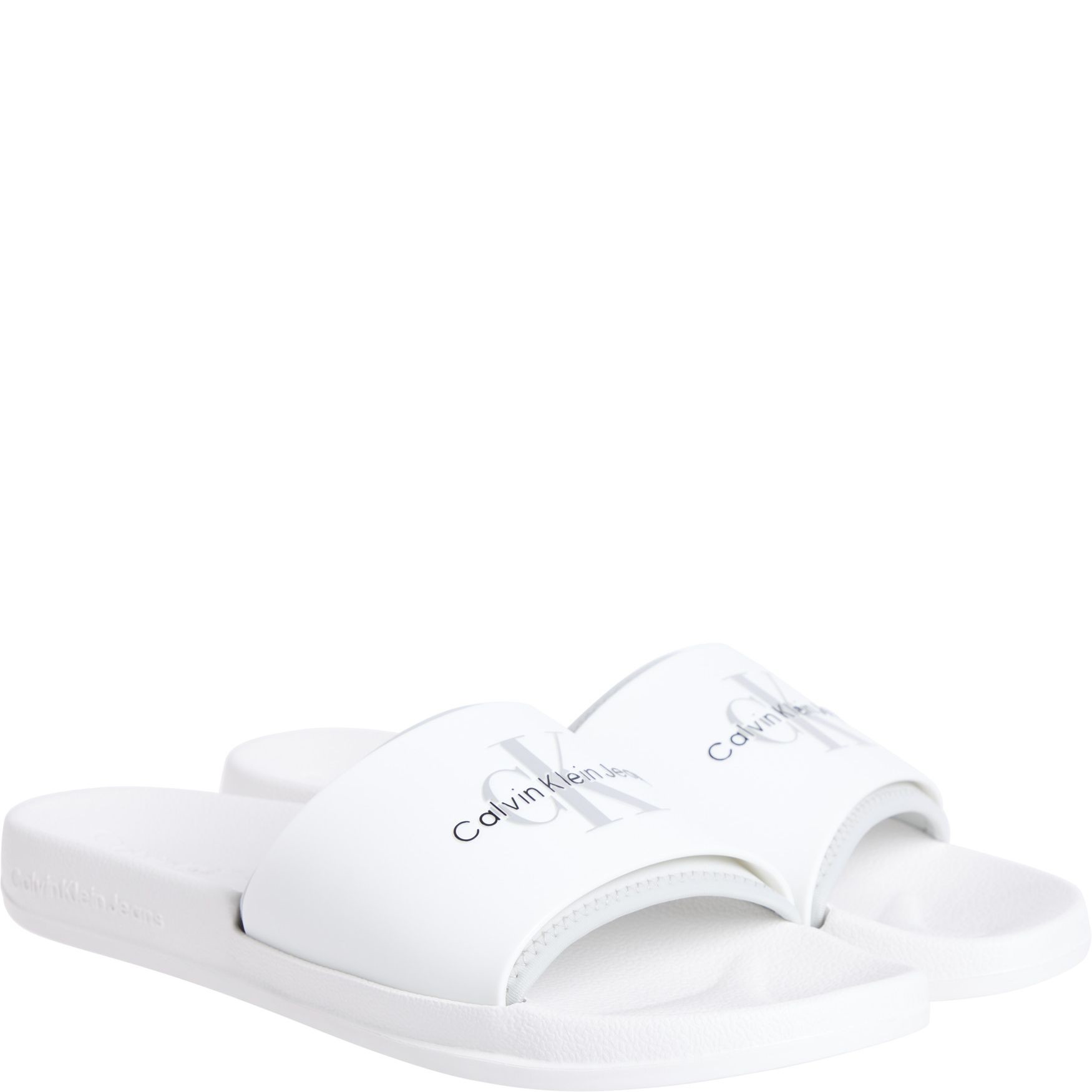 CALVIN KLEIN JEANS Guminės šlepetės vyrams, Balta, Slide rubber neopren 1