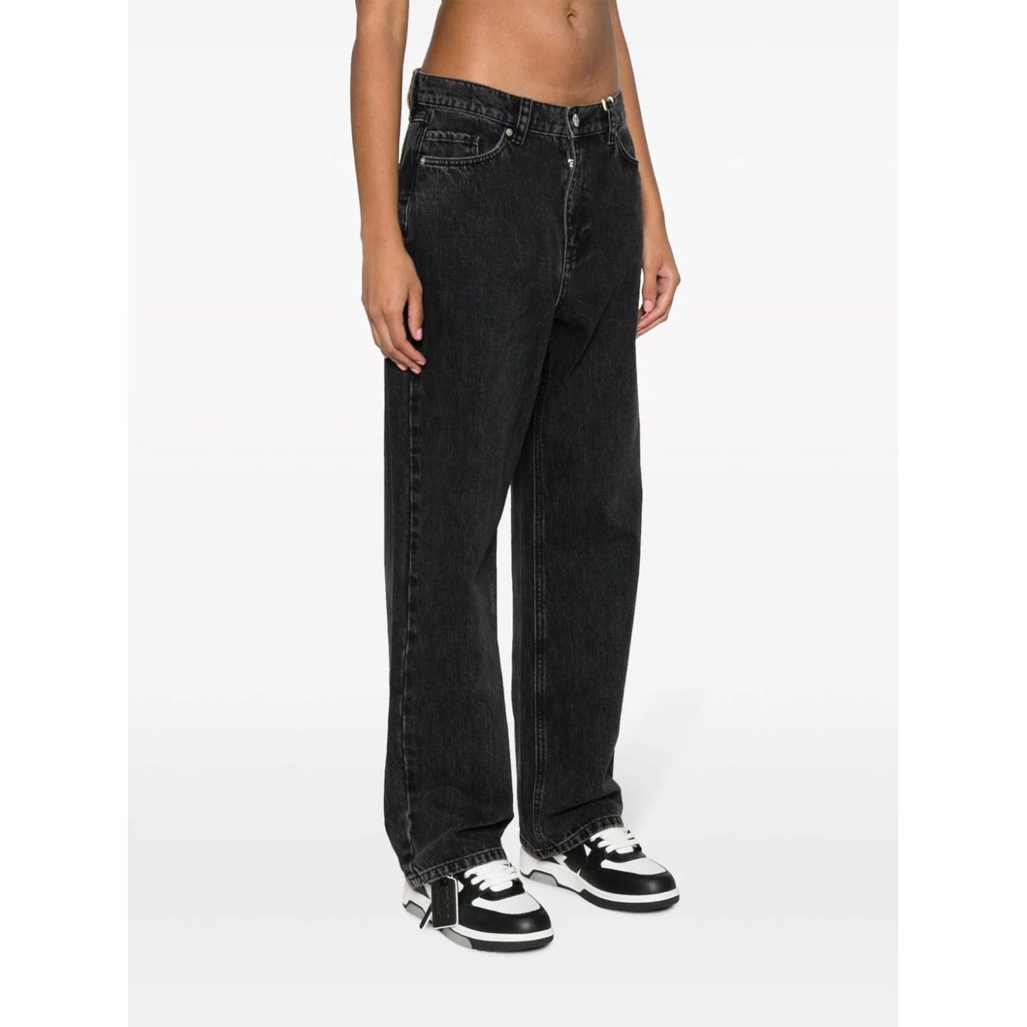 AXEL ARIGATO Tiesūs džinsai - moterims, Juoda, Sly mid-rise jeans 3