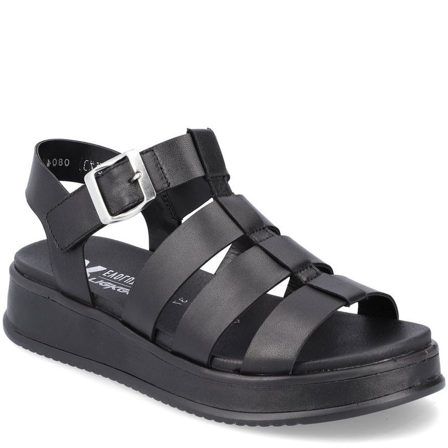RIEKER Basutės moterims, Juoda, SANDALS 1