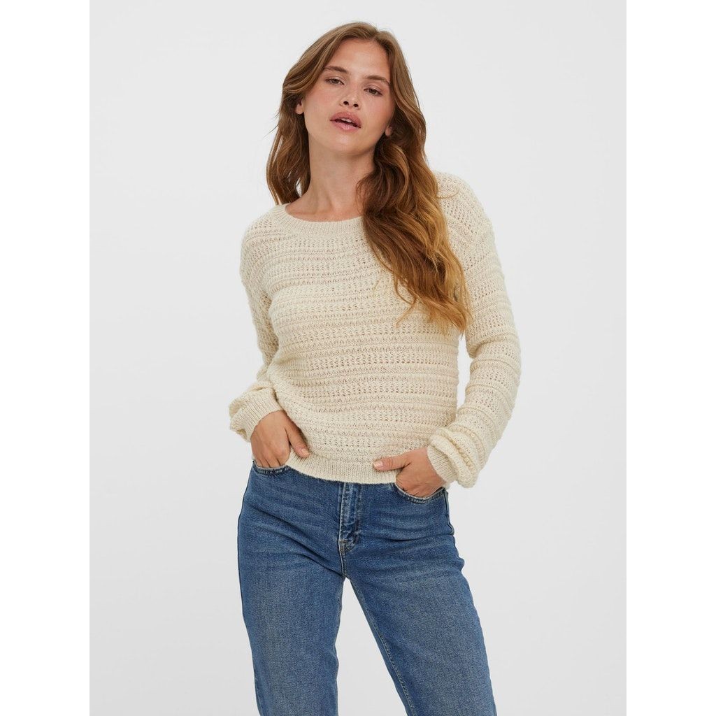 VERO MODA Kampsun moterims, Beež, VMDOLLAR LS BOATNECK BLOUSE 2