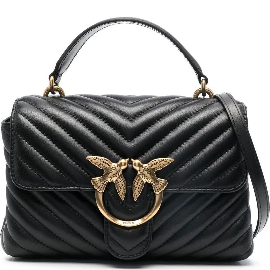 PINKO Rankinė per petį moterims, Juoda, Love lady puff mini crossbody 1