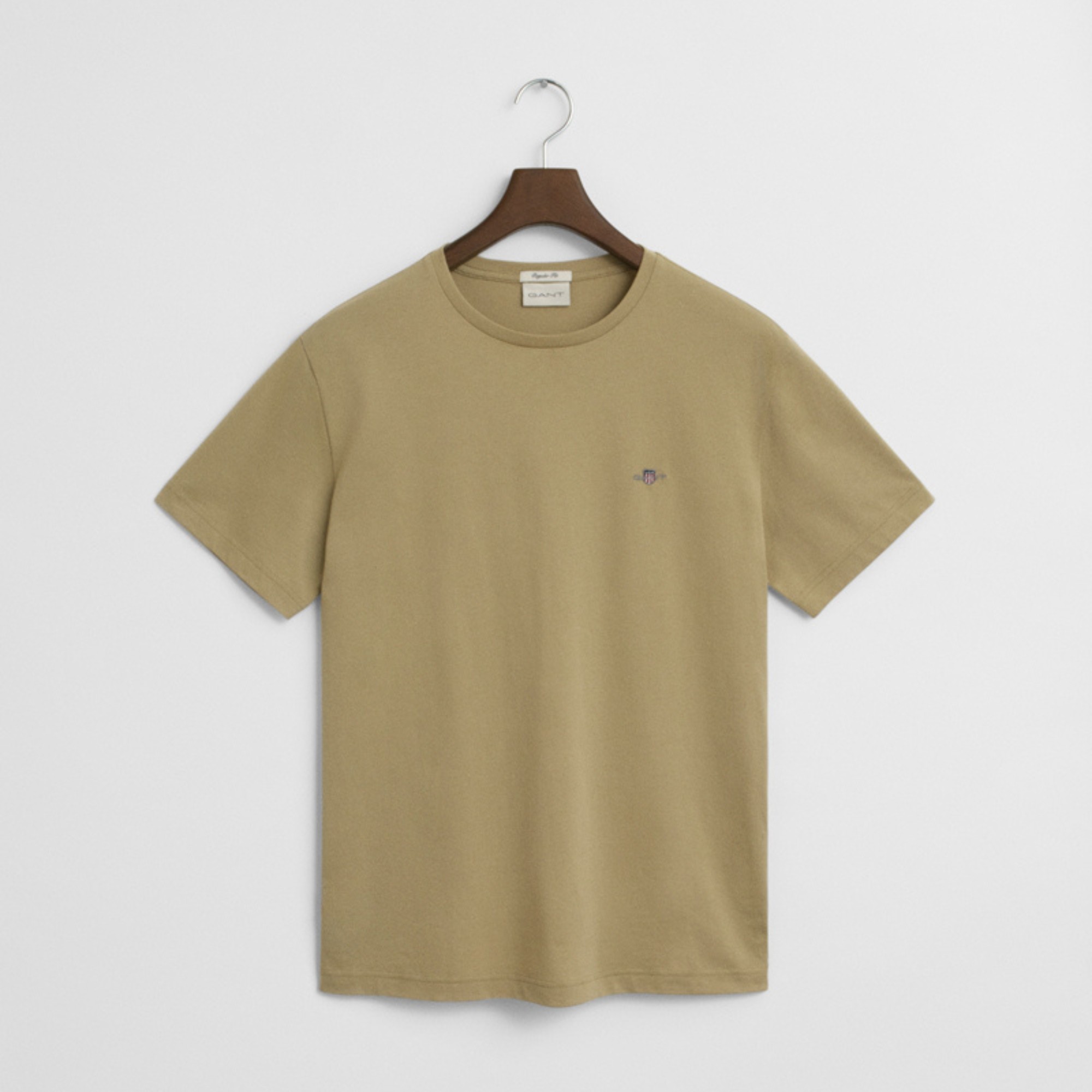 GANT Marškinėliai trump. rankovėmis vyrams, Smėlio, reg shield ss t-shirt, GANT