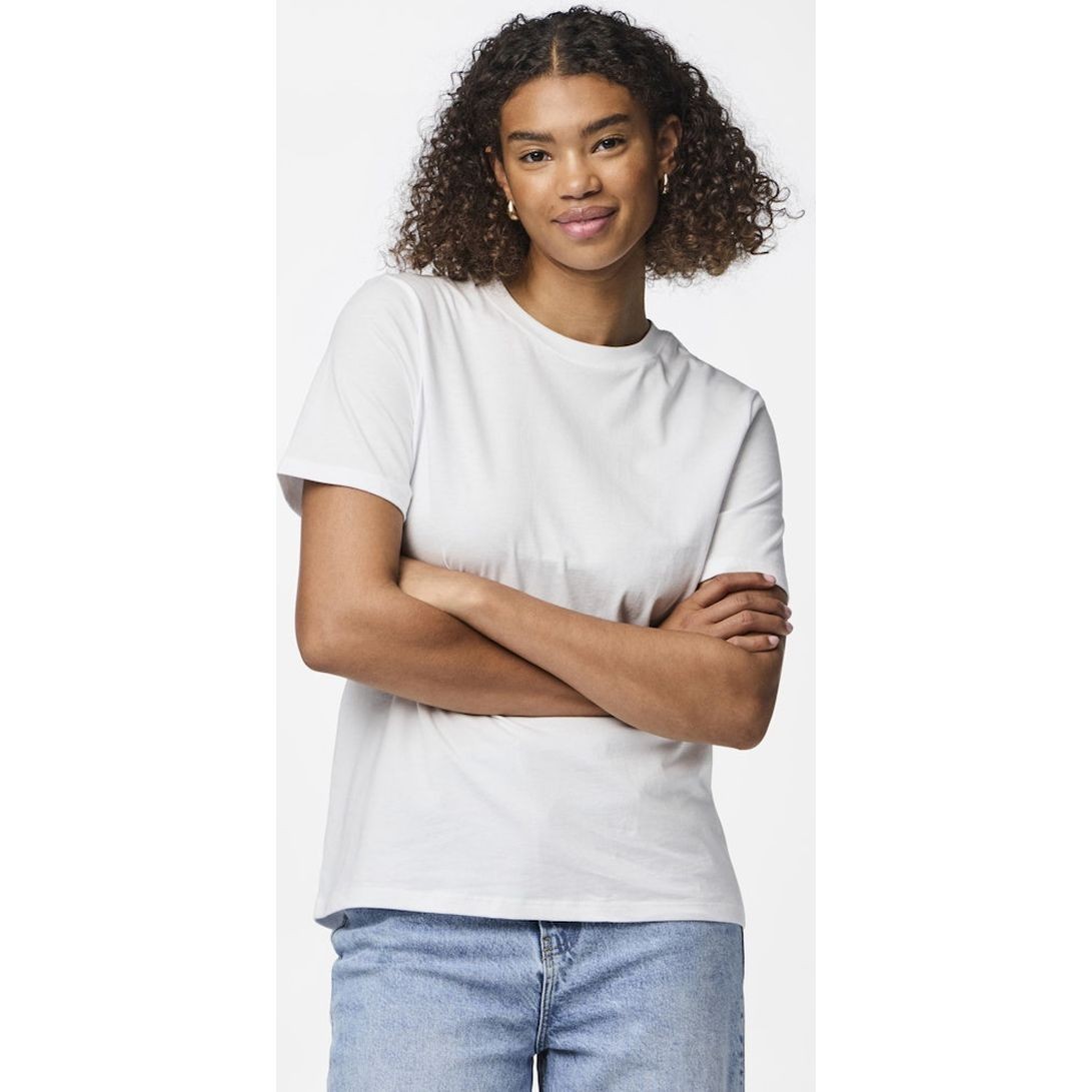 PIECES Marškinėliai moterims, Balta, Ria solid tee 6