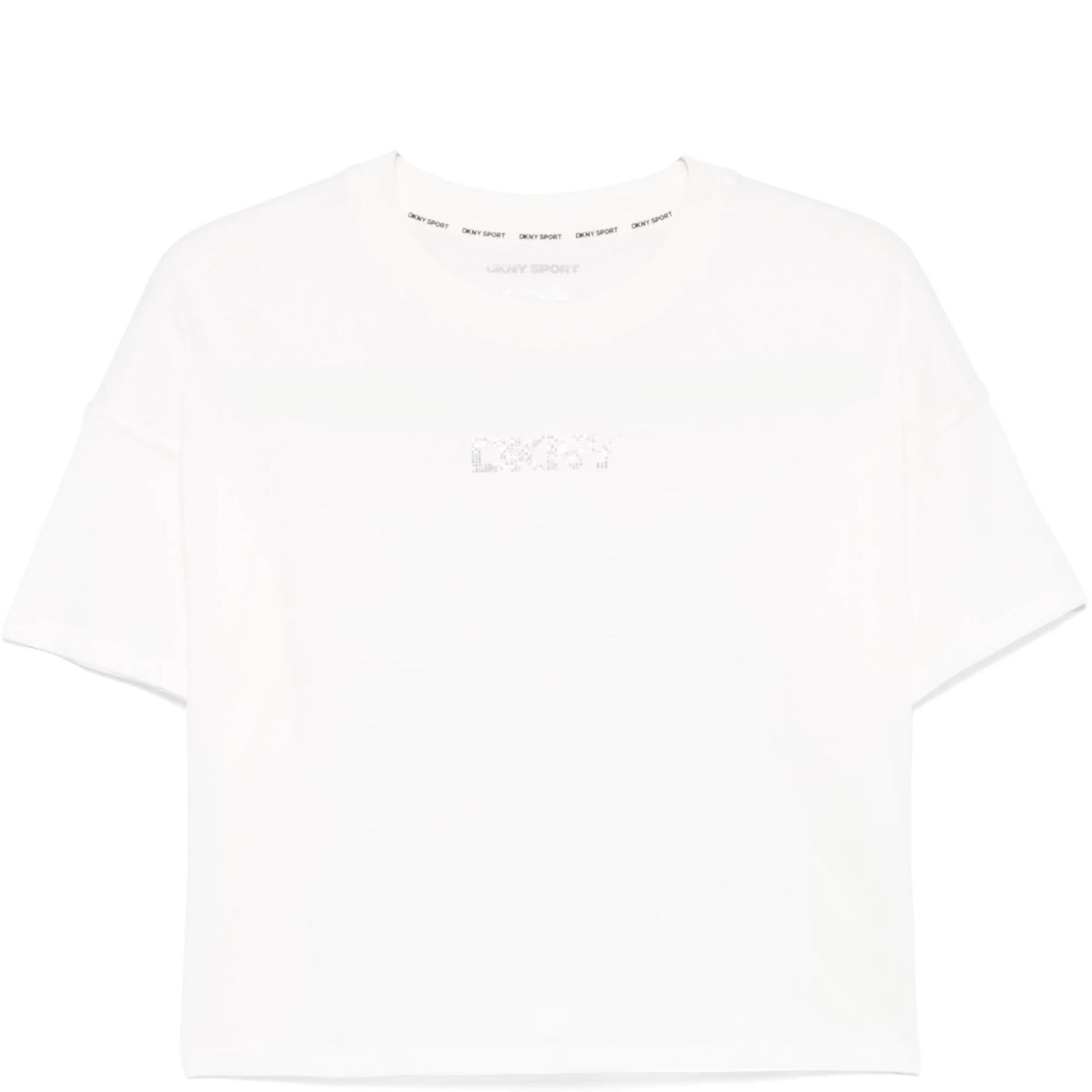 DKNY Marškinėliai trump. rankovėmis moterims, Smėlio, Crop top