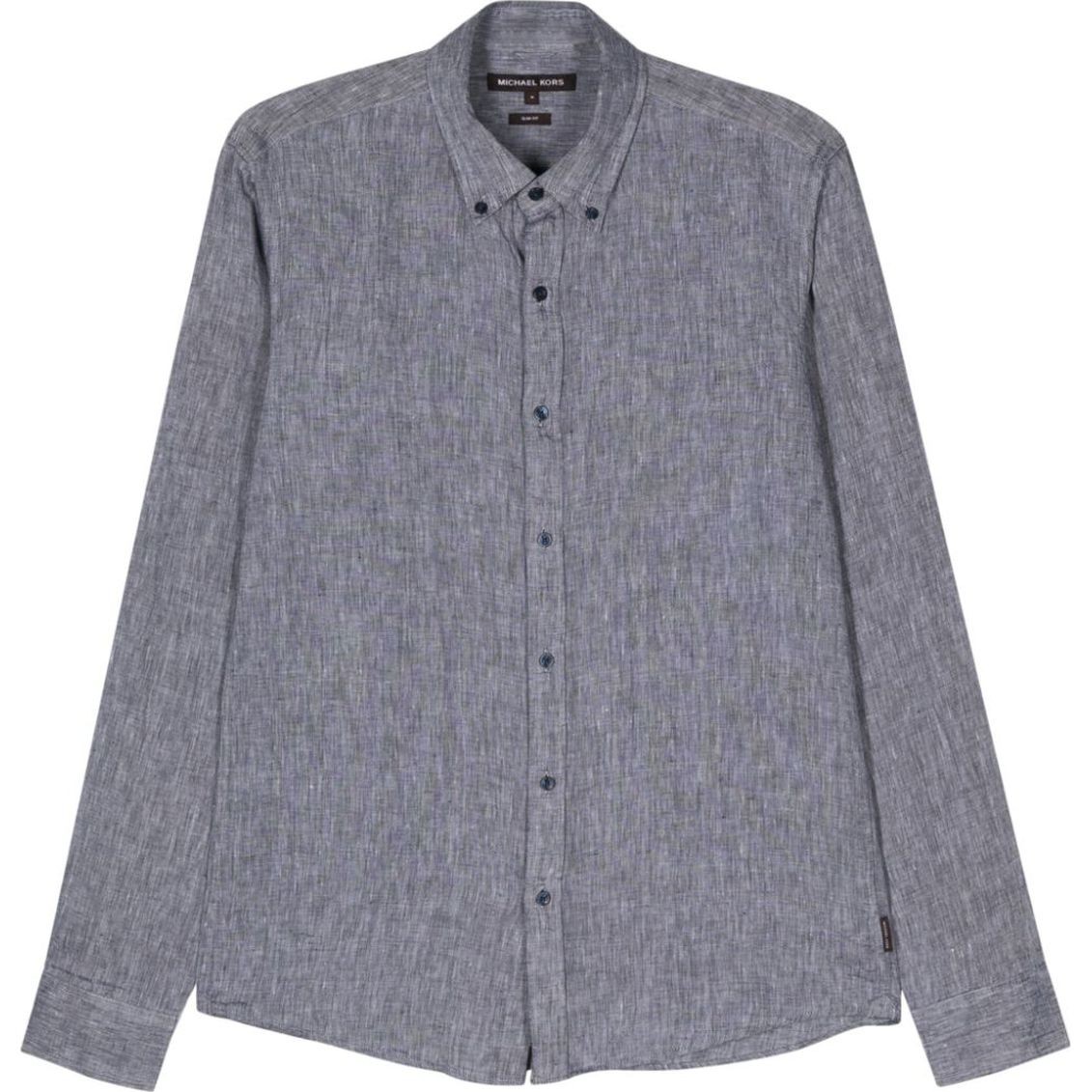MICHAEL KORS Marškiniai ilgomis rankovėmis vyrams, Mėlyna, Long sleeve linen shirt 1