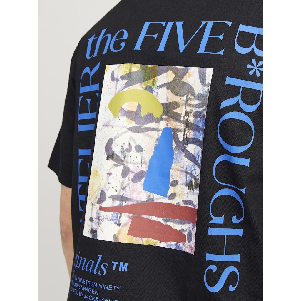 JACK & JONES Marškinėliai vyrams, Juoda, Brooklyn graphic back tee 6