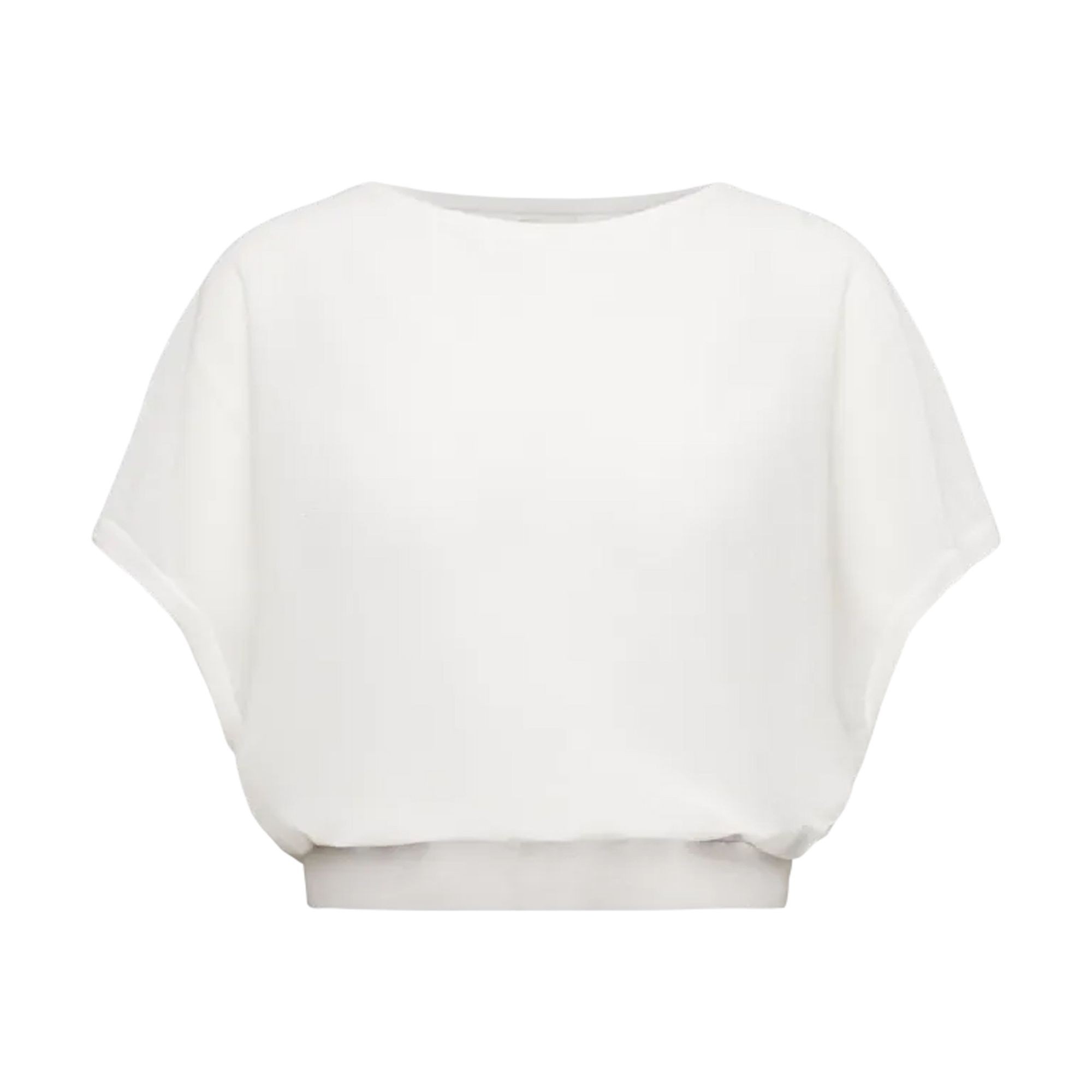 DRYKORN Marškinėliai trump. rankovėmis moterims, Balta, Knitted cotton t-shirt