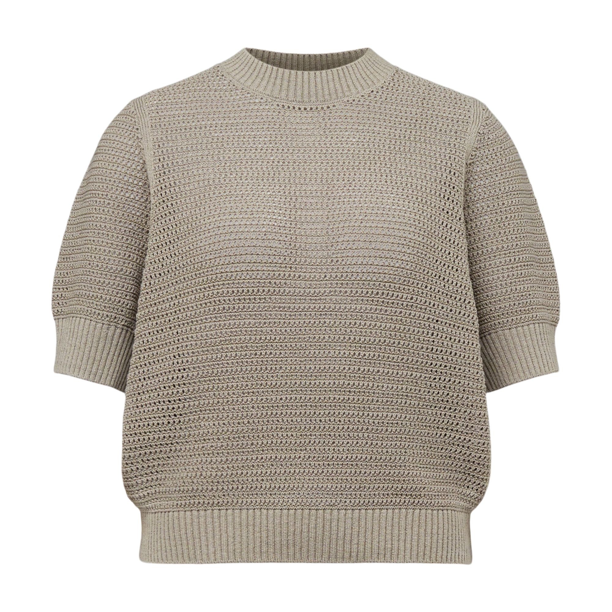 DRYKORN Marškinėliai trump. rankovėmis moterims, Žalia, Knitted cotton t-shirt