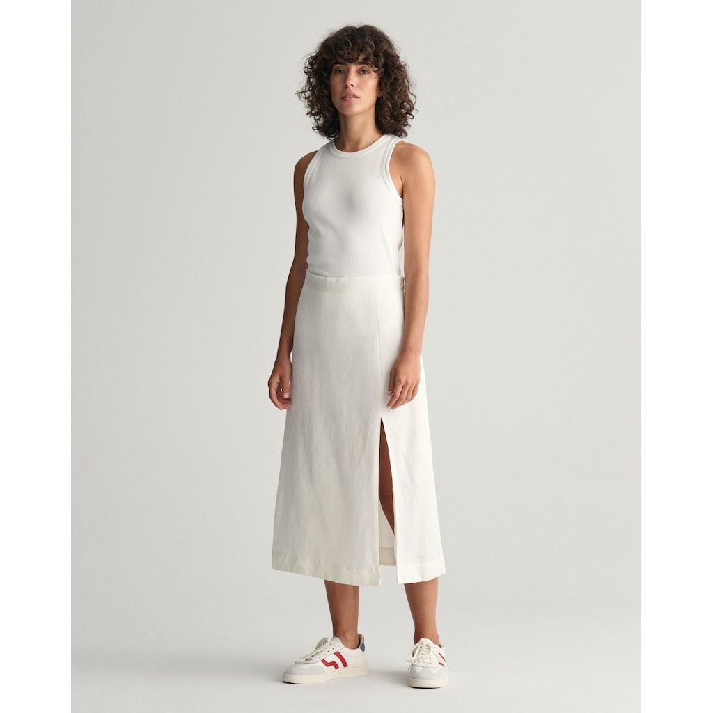 GANT Midi sijonas moterims, Geltona, REL MIDI LINEN BLEND SKIRT 5