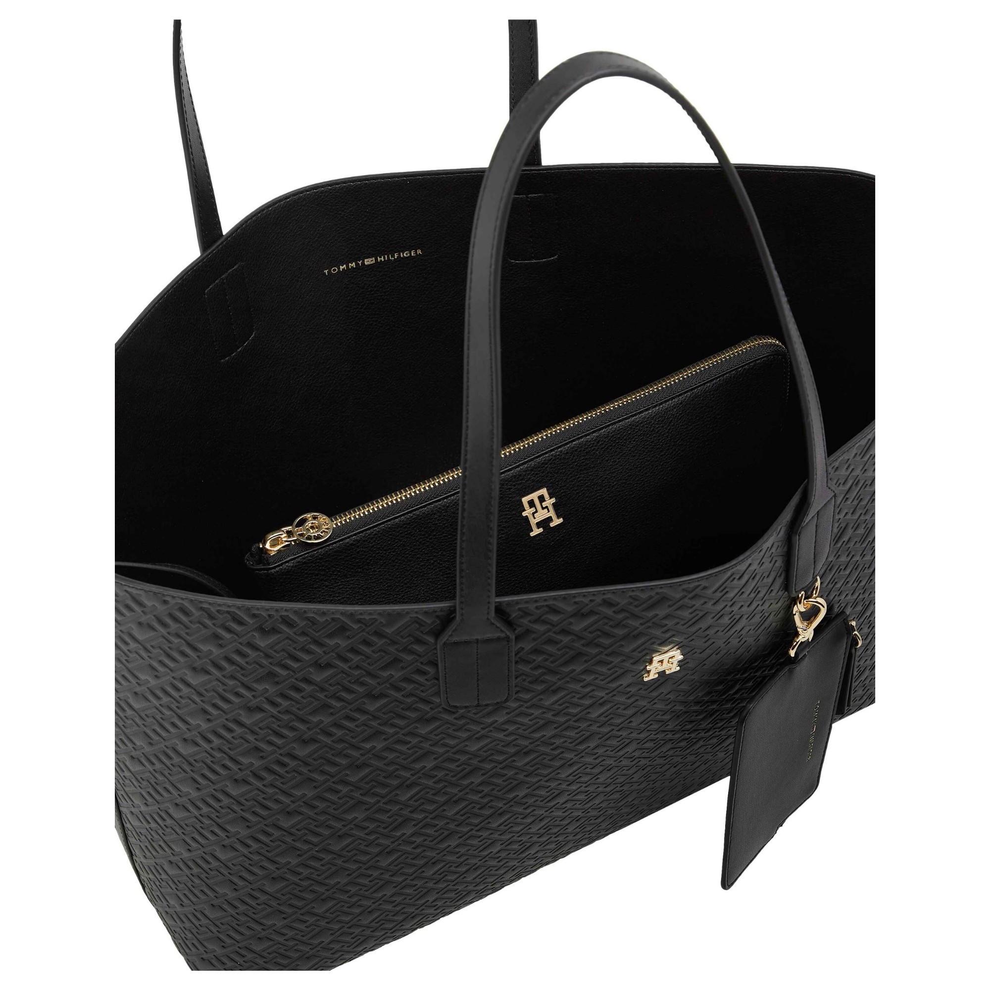 TOMMY HILFIGER Pirkinių krepšys moterims, Juoda, TH icon tote mono 3