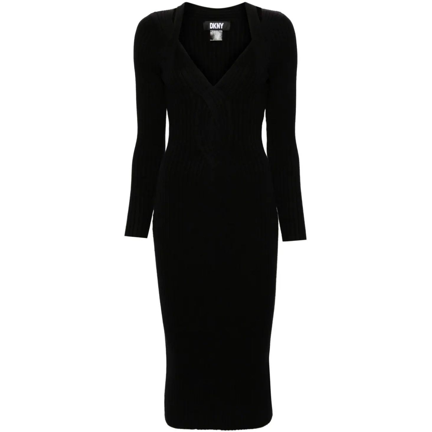 DKNY Suknelė moterims, Juoda, L/s v nk rib swtr dress 1