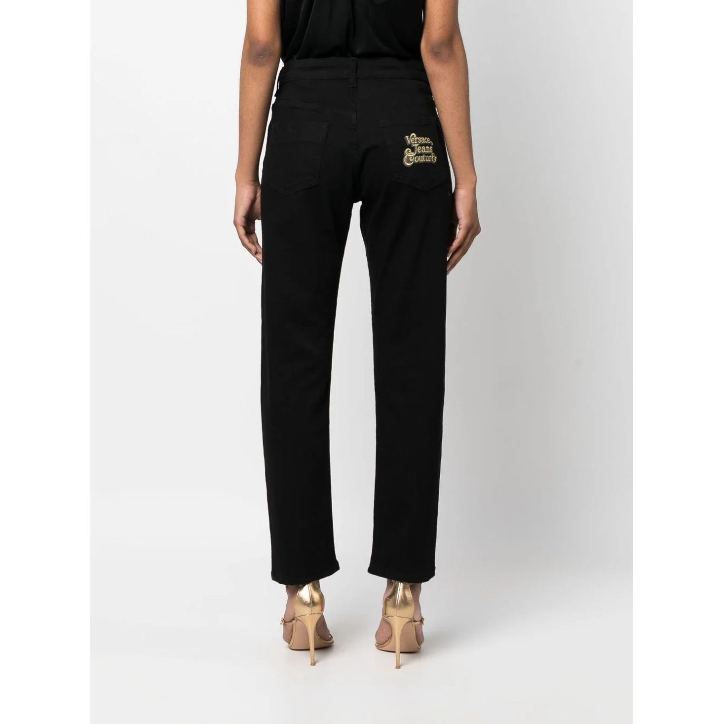 VERSACE JEANS CUTURE Aptempti džinsai moterims, Juoda, C boy slim jeans 4