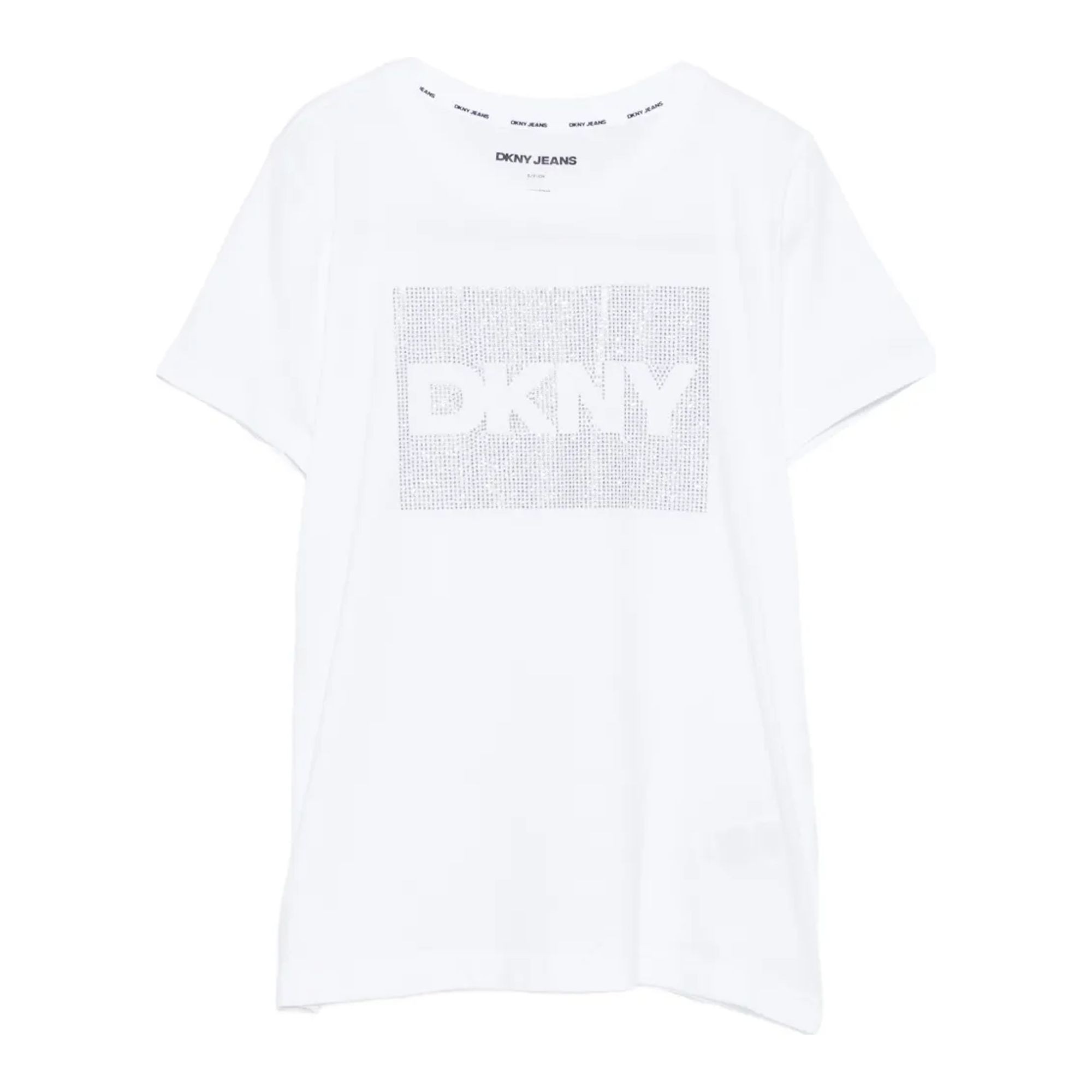 DKNY Marškinėliai trump. rankovėmis moterims, Balta, Dkny box rhinestone top 1