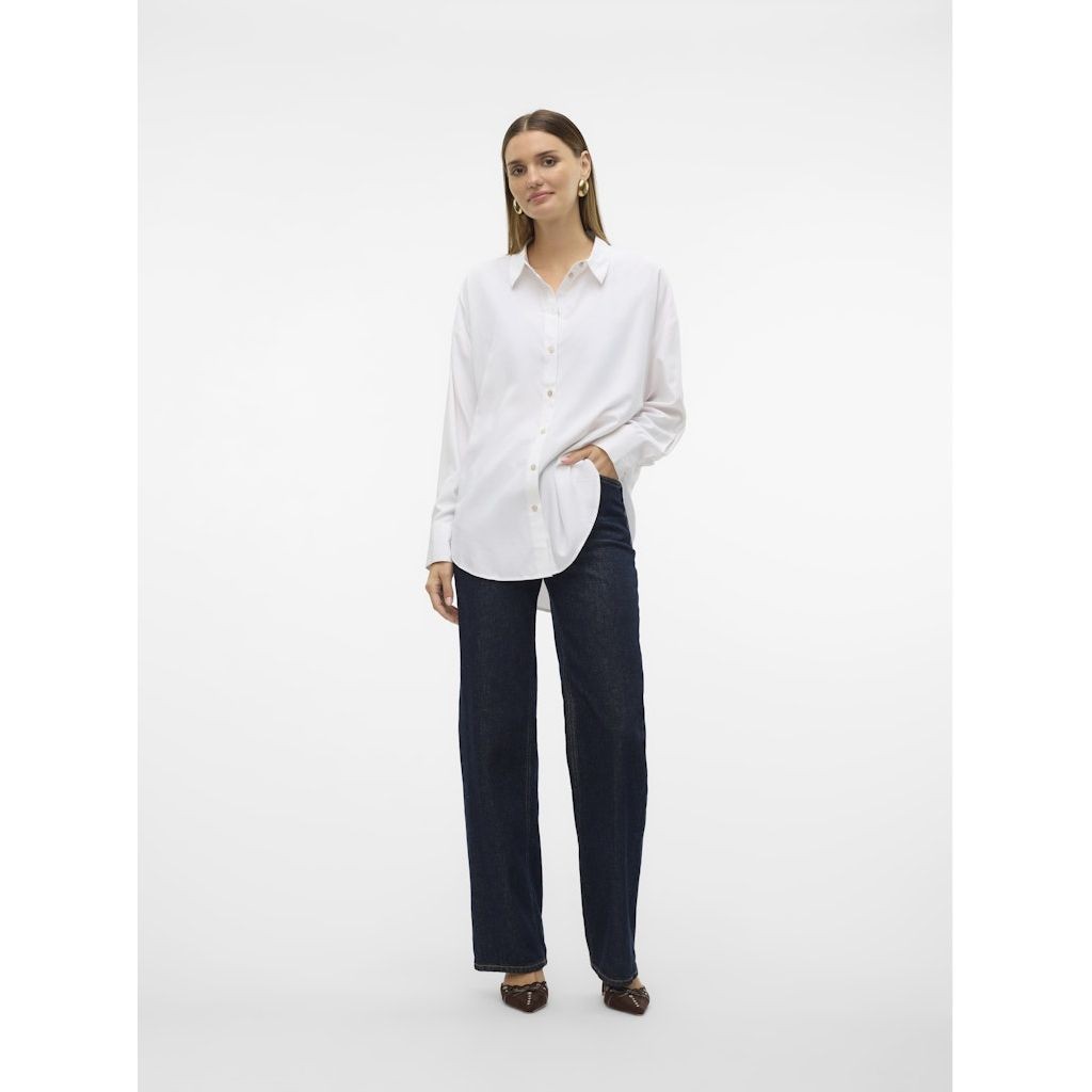VERO MODA Marškiniai ilgomis rankovėmis moterims, Balta, Nora oversize shirt 4