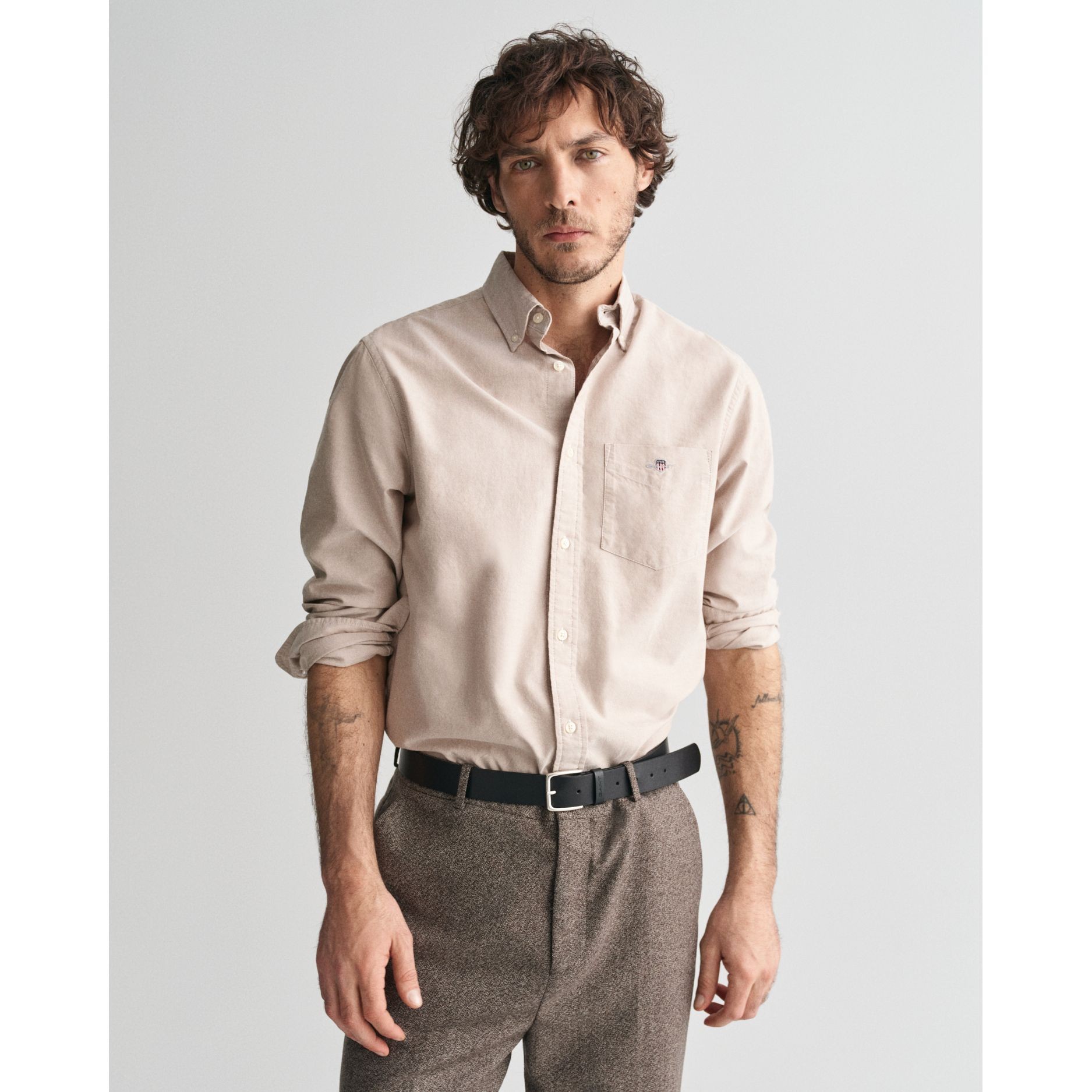 GANT Marškiniai ilgomis rankovėmis vyrams, Chaki, reg classic oxford shirt 2