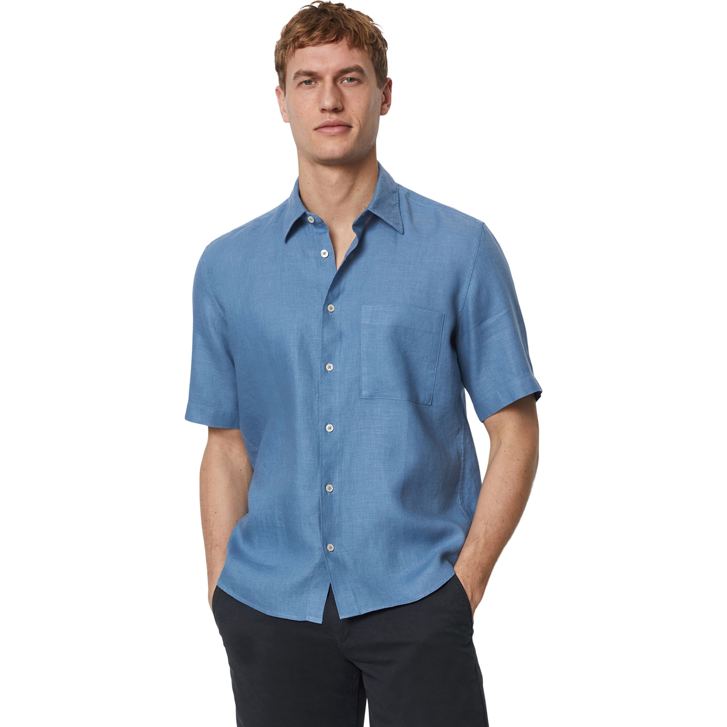 MARC O'POLO Marškiniai trump. rankovėmis vyrams, Mėlyna 2