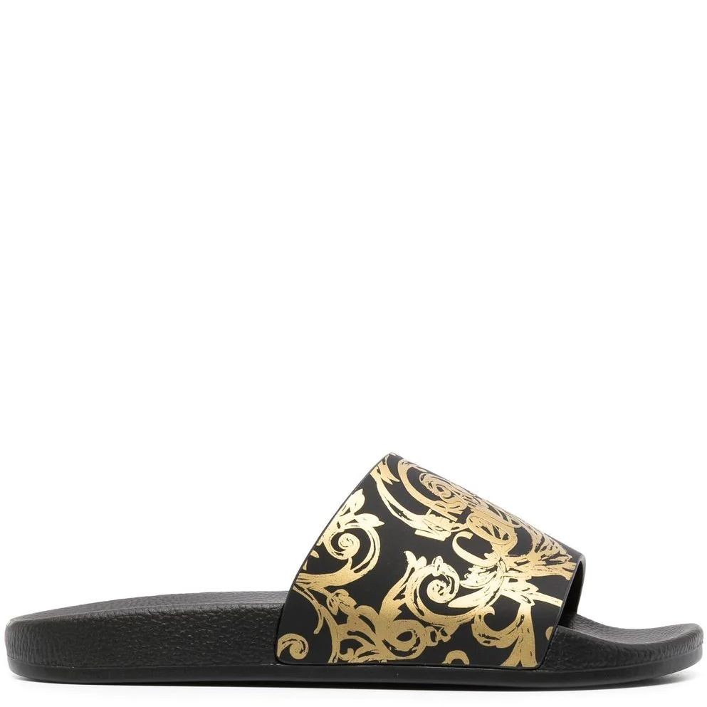 VERSACE JEANS CUTURE Šlepetės vyrams, BLACK/GOLD, Fondo slide slippers 2