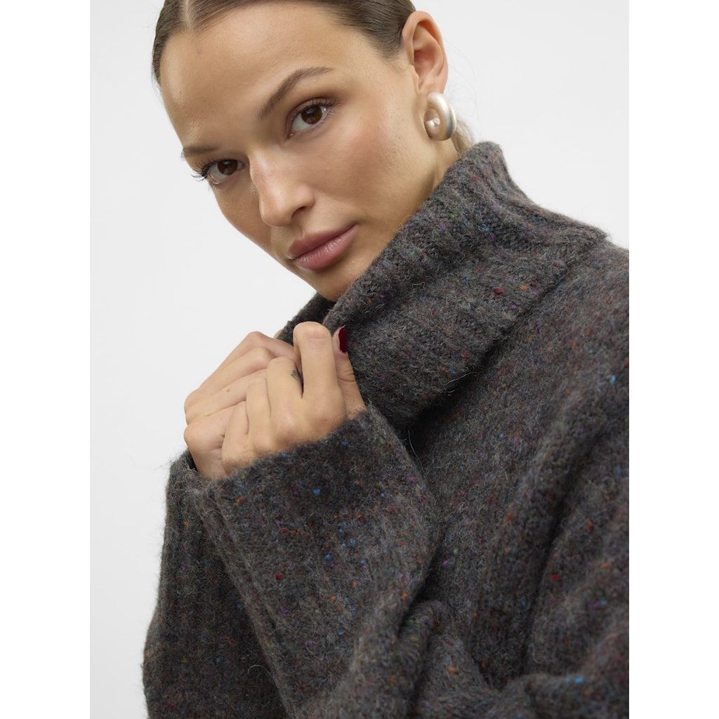 VERO MODA Megztinis su kaklu moterims, Pilka, Ingrid cowlneck pullover 6