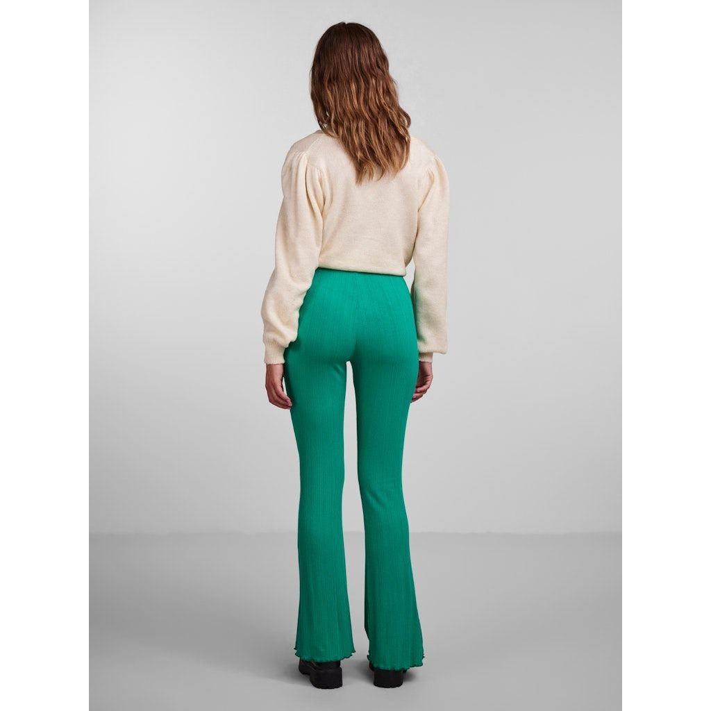 PIECES Kelnės moterims, Žalia, PCJASMIN HW FLARED PA 2