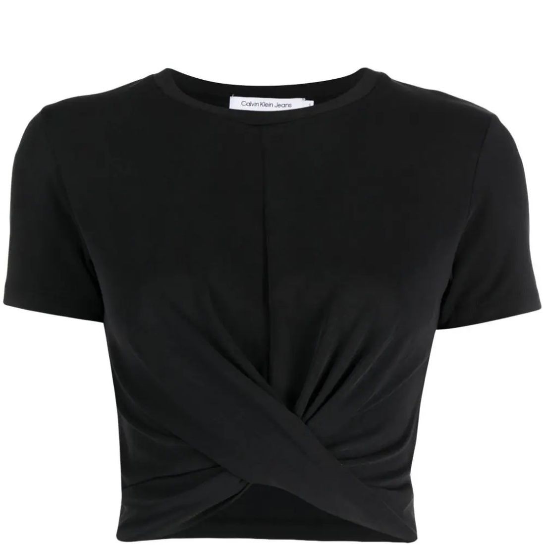 CALVIN KLEIN JEANS Trumpinti marškinėliai moterims, Juoda, Twisted cropped top 1