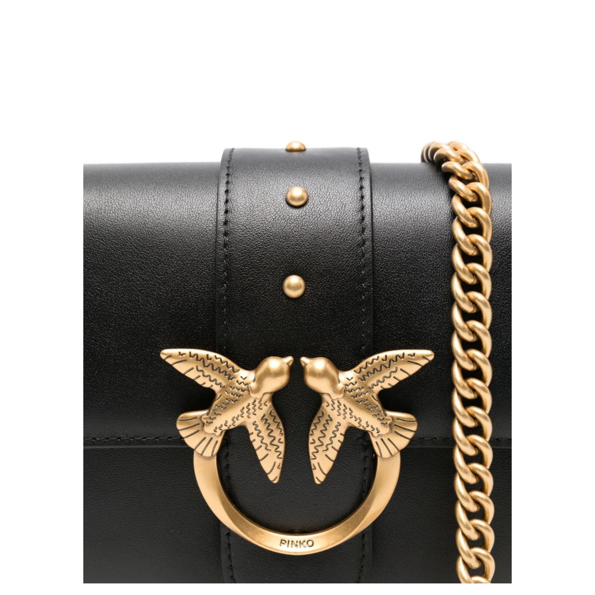 PINKO Rankinė per petį moterims, Juoda, Love one mini slouchy mb+charm 3