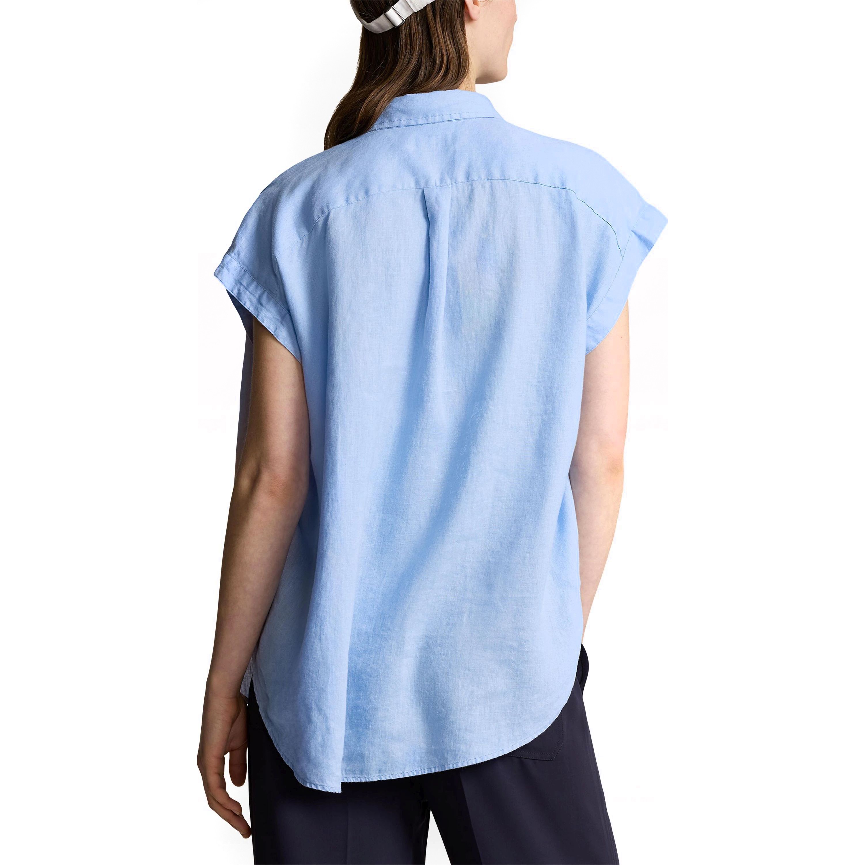 POLO RALPH LAUREN Marškiniai trump. rankovėmis moterims, Mėlyna, Button front shirt 4