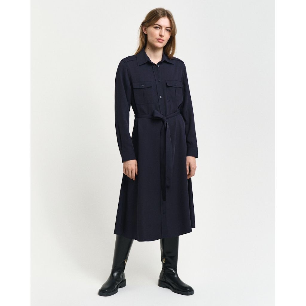 GANT Midi suknelė moterims, Mėlyna, Reg pocket shirt dress 2