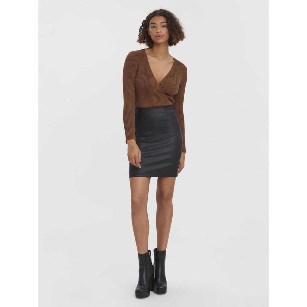 VERO MODA Mini sijonas moterims, Juoda, VMMILLY HR COATED PE 5