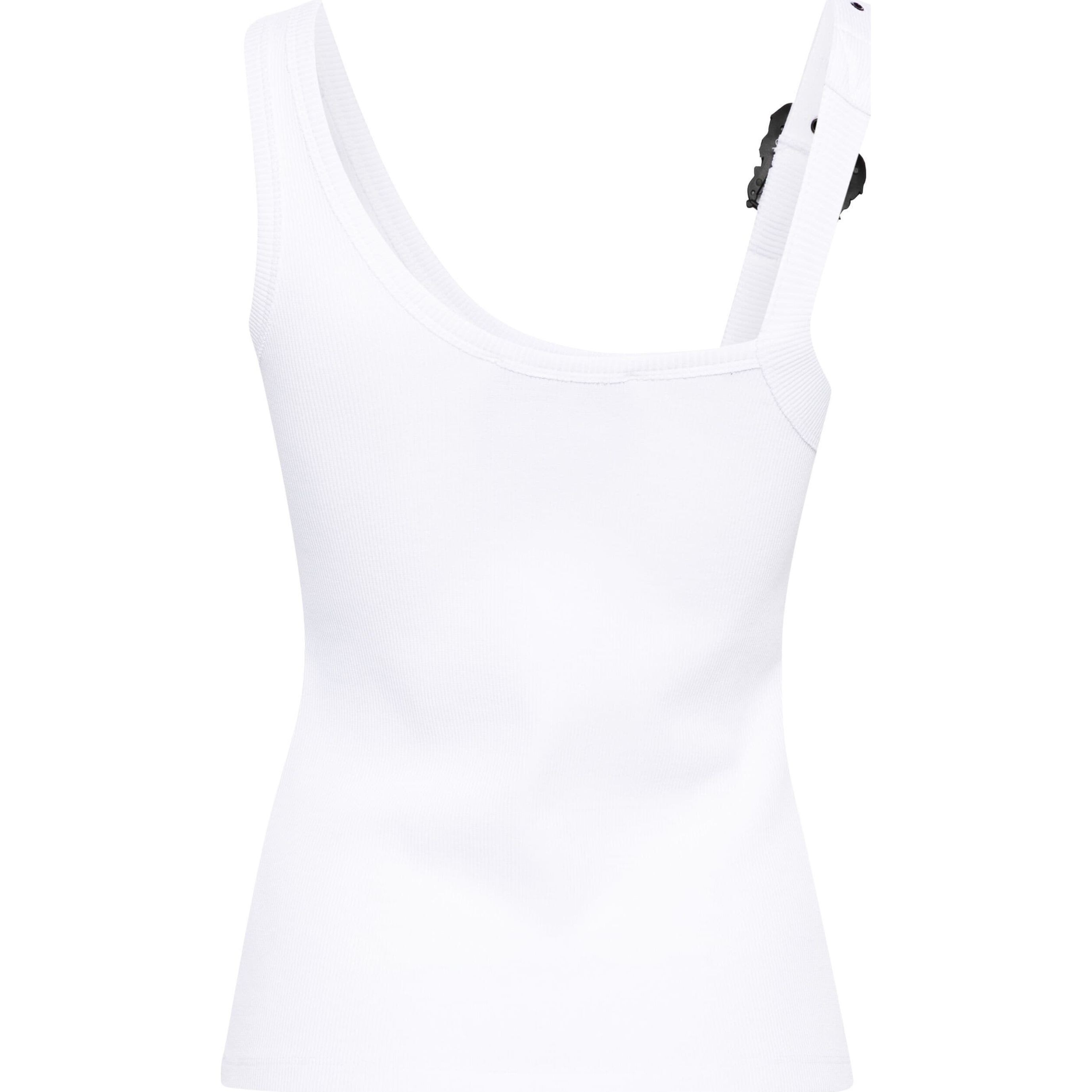 VERSACE JEANS CUTURE Marškiniai be rankovių , Balta, Baroque-buckle ribbed tank top 2