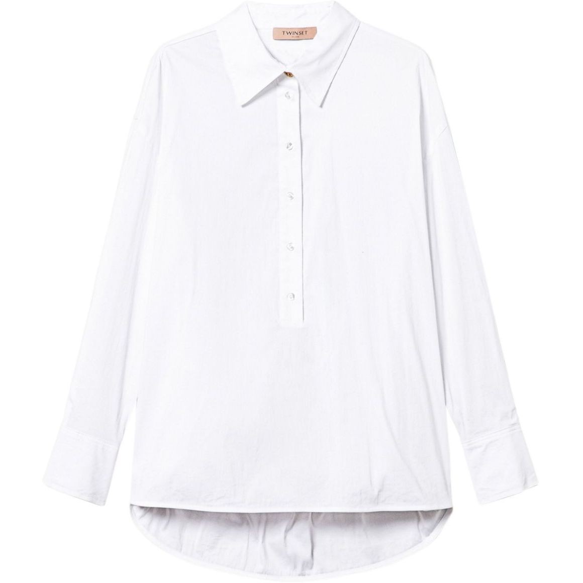 TWINSET Marškiniai ilgomis rankovėmis moterims, Balta, Poplin polo blouse