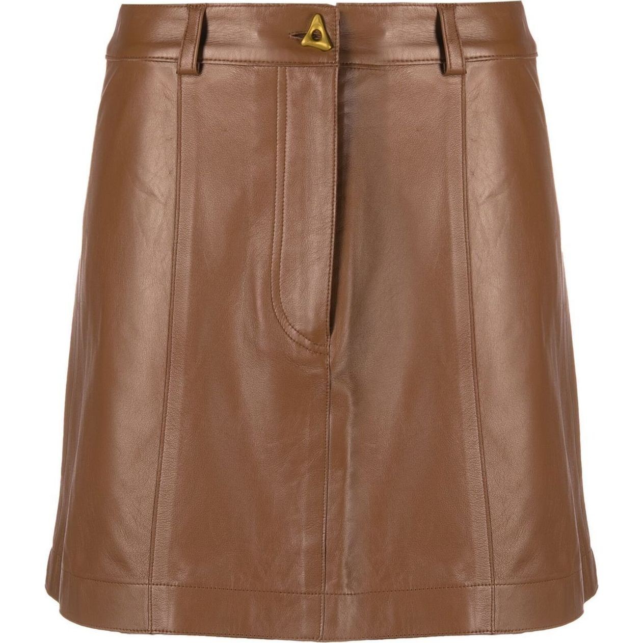 AERON Mini sijonas moterims, Ruda, Leather mini-skirt