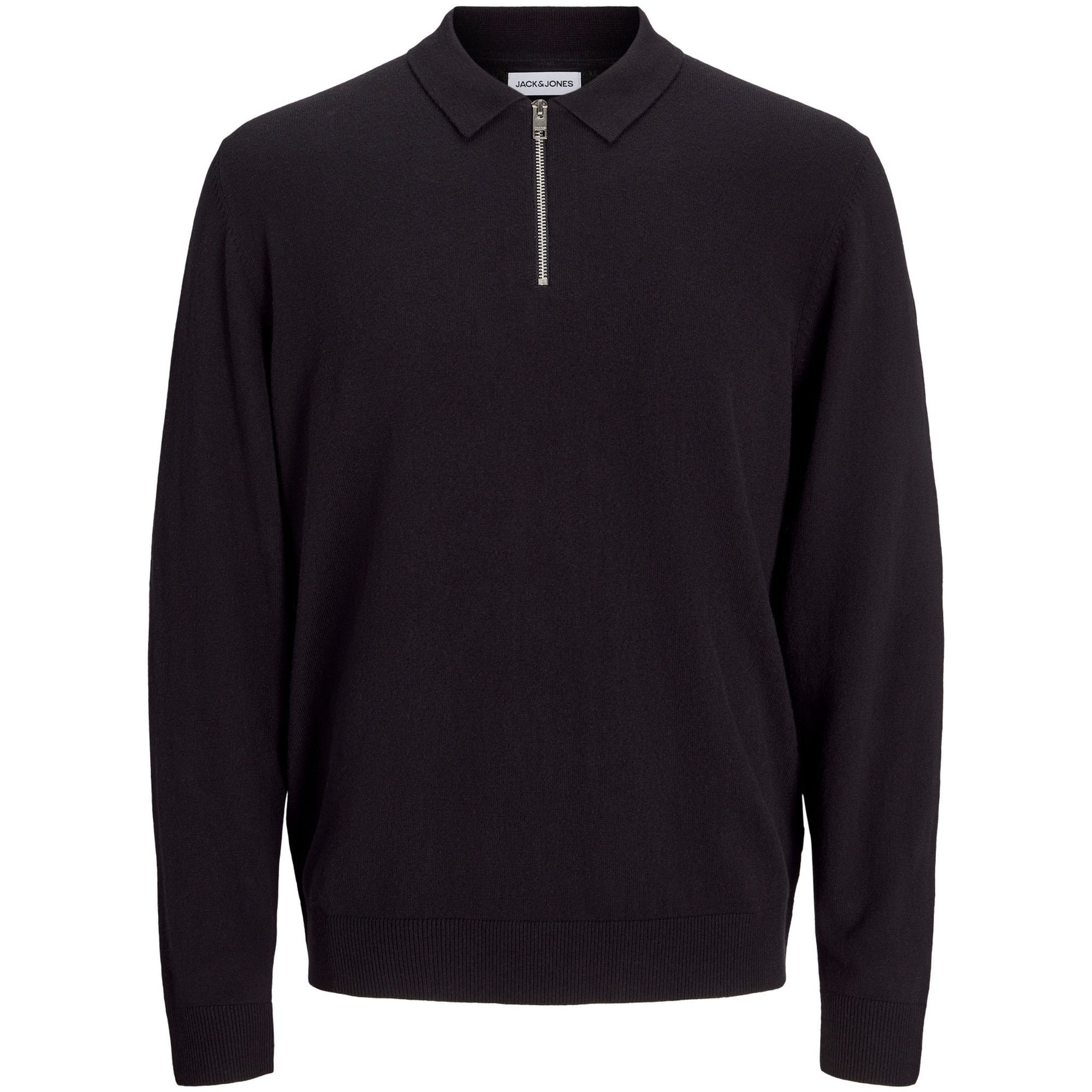 JACK & JONES Megztinis vyrams, Juoda, Emil knit polo half zip 1